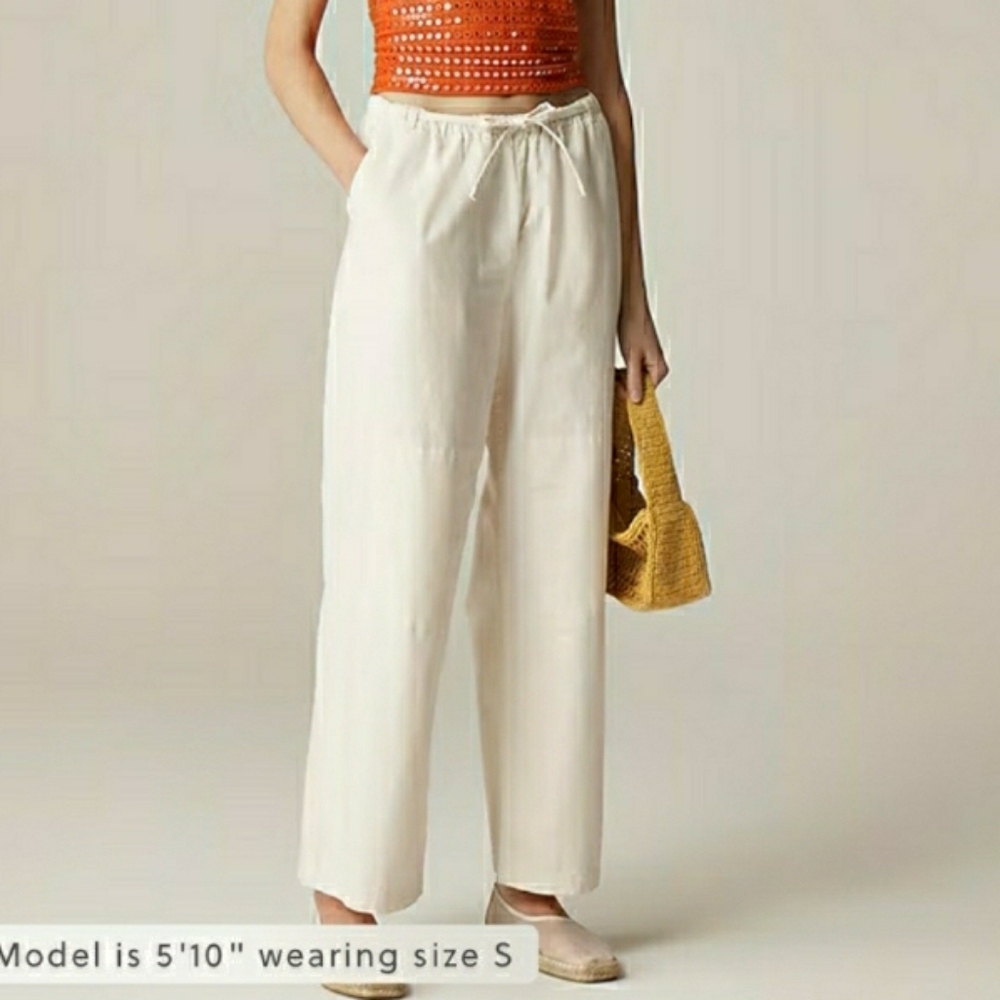 NEW J.Crew Relaxed Utility Pant In Cotton Blend S Small. Off White
